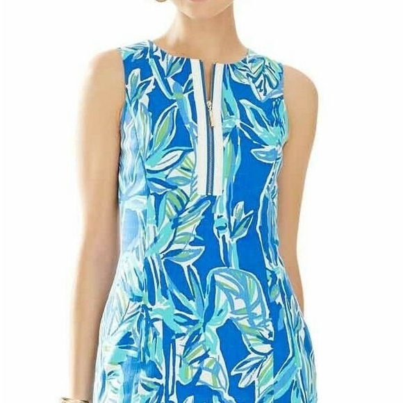 Lilly Pulitzer Tropical Blue and Green Mini Dress - Picture 2 of 6